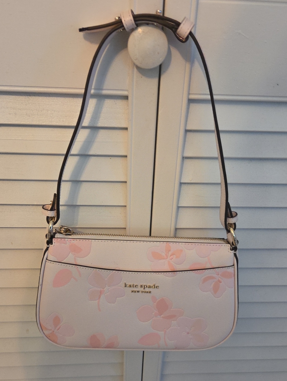 kate spade Pink Floral Shoulder Bag with Gold Logo